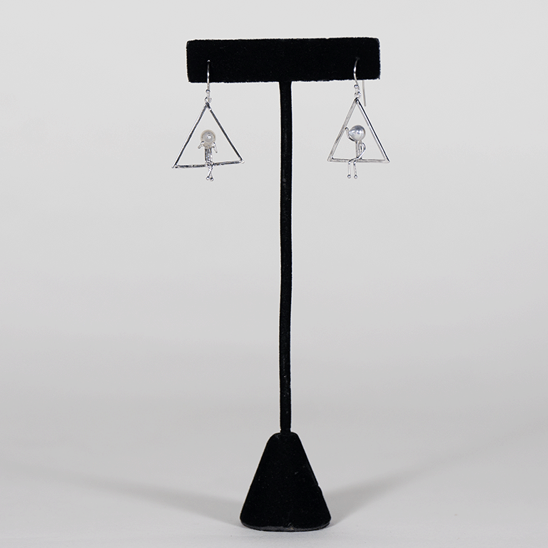 One in Triangle Earrings