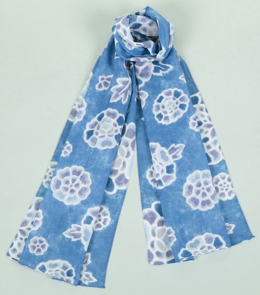 Blue Flower Cotton Stole
