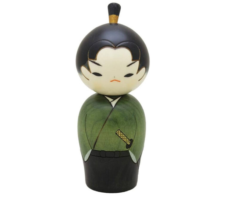 Kokeshi Doll - Green Samurai