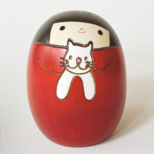 Kokeshi Doll - Girl with Cat
