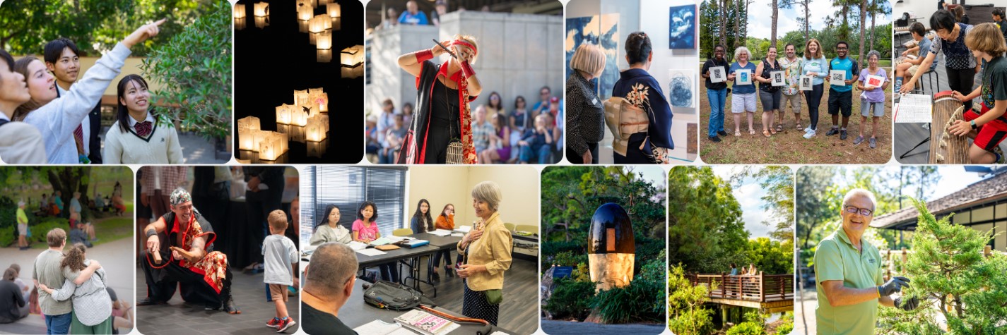 People enjoying being at Morikami Museum and Japanese Gardens.